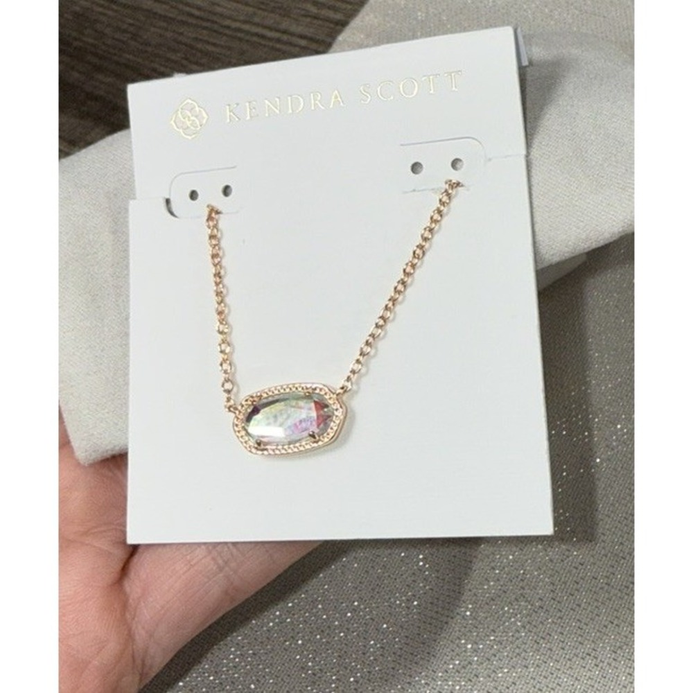 Kendra Scott Elisa Rose Gold Pendant Necklace In Dichroic Glass